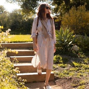 NWT JCREW Relaxed-fit crisp cotton poplin shirtdress in stripe